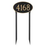 Classic Oval Large Address Sign Plaque with Lawn Stakes