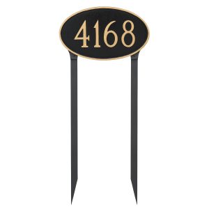Classic Oval Estate Address Sign Plaque with Lawn Stakes