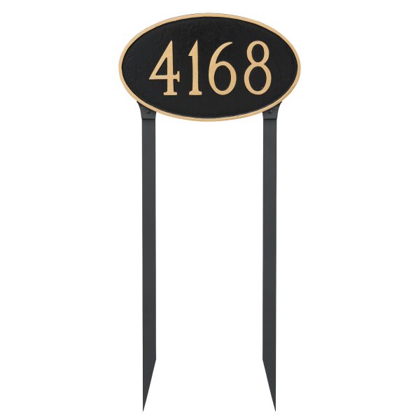 Classic Oval Large Address Sign Plaque with Lawn Stakes