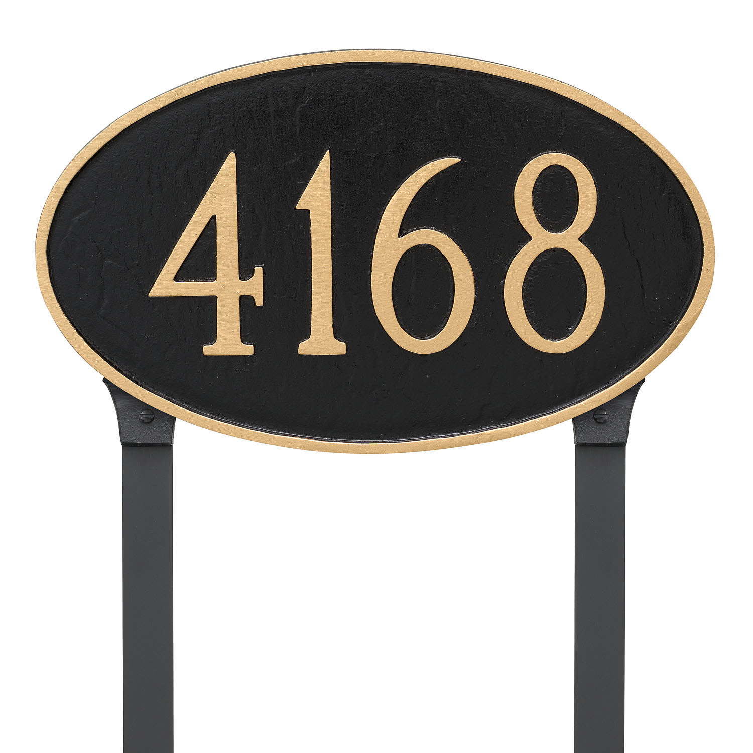 Classic Oval Large Address Sign Plaque with Lawn Stakes Montague