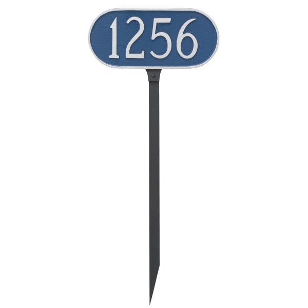 Oblong Address Sign Plaque with Lawn Stakes Montague Metal Products