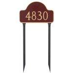 Estate One Line Lexington Arch Address Sign Plaque with Lawn Stakes