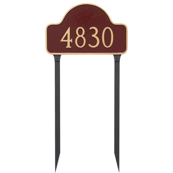 Standard One Line Lexington Arch Address Sign Plaque with Lawn Stakes