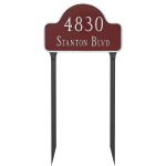 Estate Two Line Lexington Arch Address Sign Plaque with Lawn Stakes