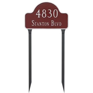 Standard Two Line Lexington Arch Address Sign Plaque with Lawn Stakes