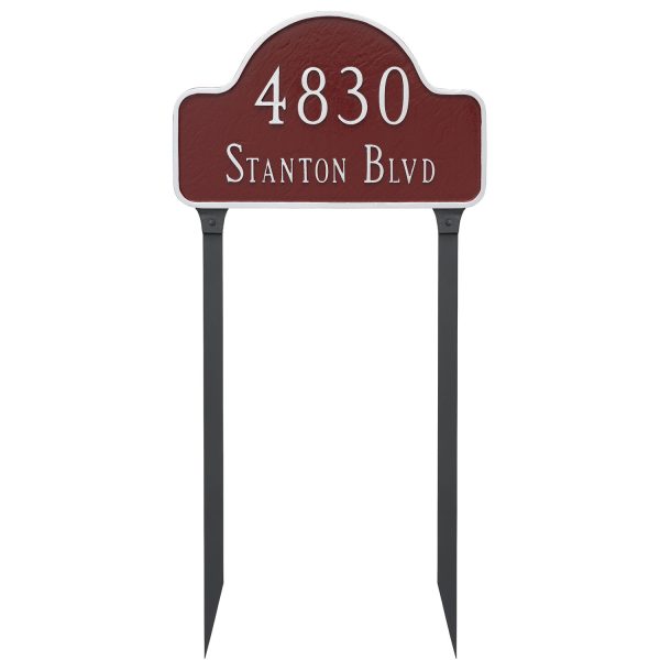 Standard Two Line Lexington Arch Address Sign Plaque with Lawn Stakes