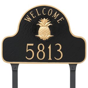 Pineapple Welcome Arch Address Sign Plaque with Lawn Stakes