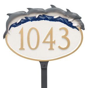Dolphin Address Sign Plaque with Lawn Stake