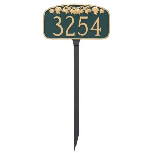 Maple Leaf Address Sign Plaque with Lawn Stakes