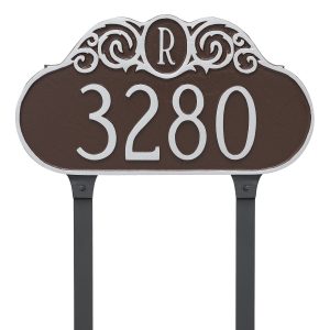 Decorative Monogram Address Sign Plaque with Lawn Stakes