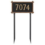 One Line Mission Oak Address Sign Plaque with Lawn Stakes