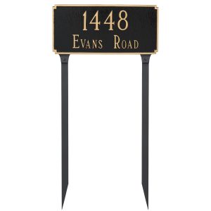 Madison Standard Two Line Address Sign Plaque with Lawn Stakes