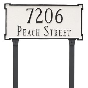 New Yorker Standard Two Line Address Sign Plaque with Lawn Stakes