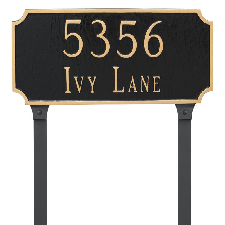 Princeton Estate Two Line Address Sign Plaque with Lawn Stakes Montague Metal Products