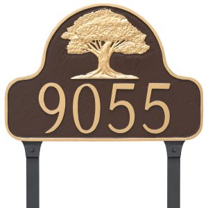 Oak Tree Arch Address Sign Plaque with Lawn Stakes