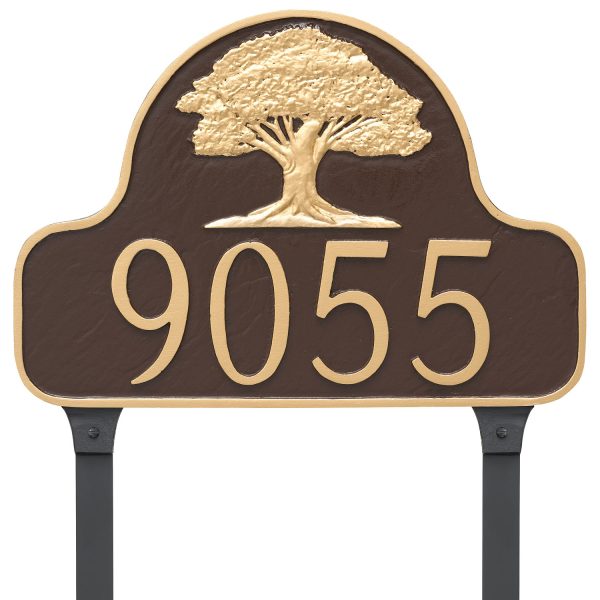 Oak Tree Arch Address Sign Plaque with Lawn Stakes