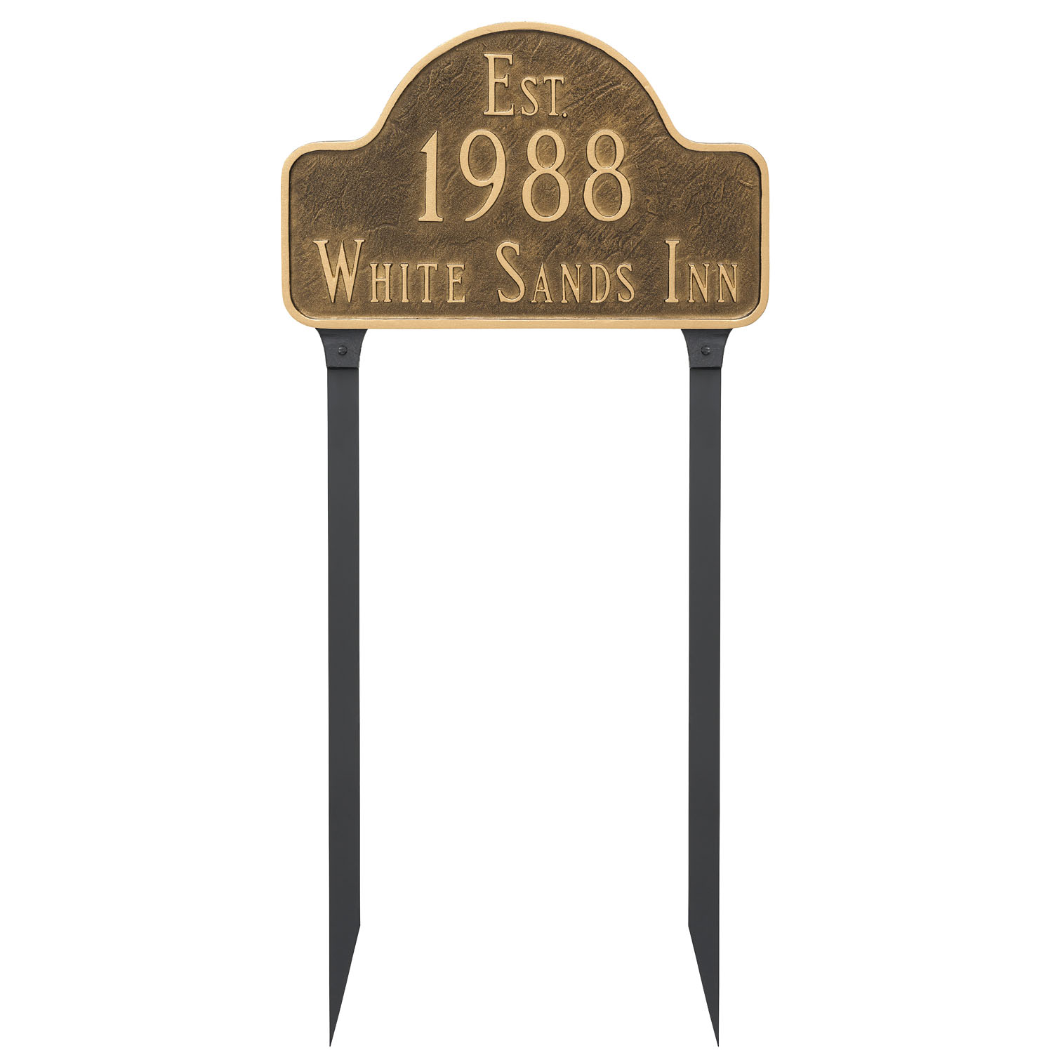 Historical Arch Address Sign Plaque with Lawn Stakes Montague Metal