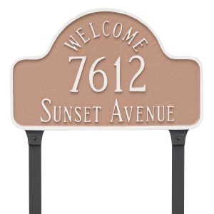 Welcome Arch Standard Address Sign Plaque with Lawn Stakes