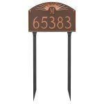 Sunburst Monogram Address Sign Plaque with Lawn Stakes