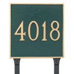 Classic Square Estate One Line Address Sign Plaque with Lawn Stakes