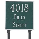 Classic Square Grande Two Line Address Sign Plaque with Lawn Stakes