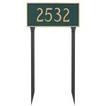 Classic Rectangle Standard One Line Address Sign Plaque with Lawn Stakes