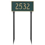 Classic Rectangle Estate One Line Address Sign Plaque with Lawn Stakes