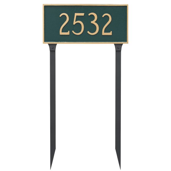 Classic Rectangle Large One Line Address Sign Plaque with Lawn Stakes