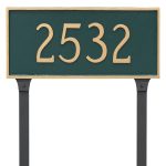 Classic Rectangle Estate One Line Address Sign Plaque with Lawn Stakes