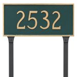 Classic Rectangle Large One Line Address Sign Plaque with Lawn Stakes