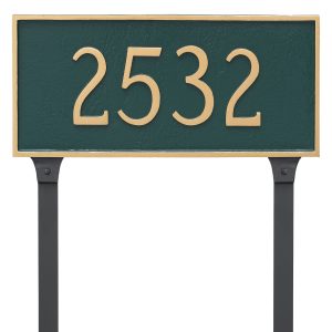 Classic Rectangle Estate One Line Address Sign Plaque with Lawn Stakes