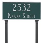 Classic Rectangle Estate Two Line Address Sign Plaque with Lawn Stakes