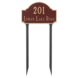 Fitzgerald Standard Two Line Address Sign Plaque with Lawn Stakes