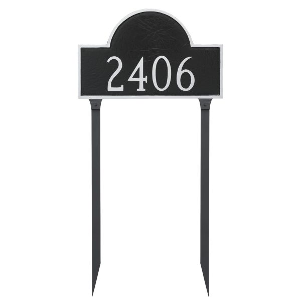 Classic Arch Standard One Line Address Sign Plaque with Lawn Stakes