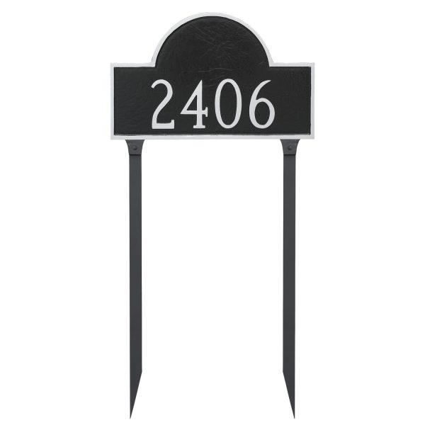 Classic Arch Estate One Line Address Sign Plaque with Lawn Stakes