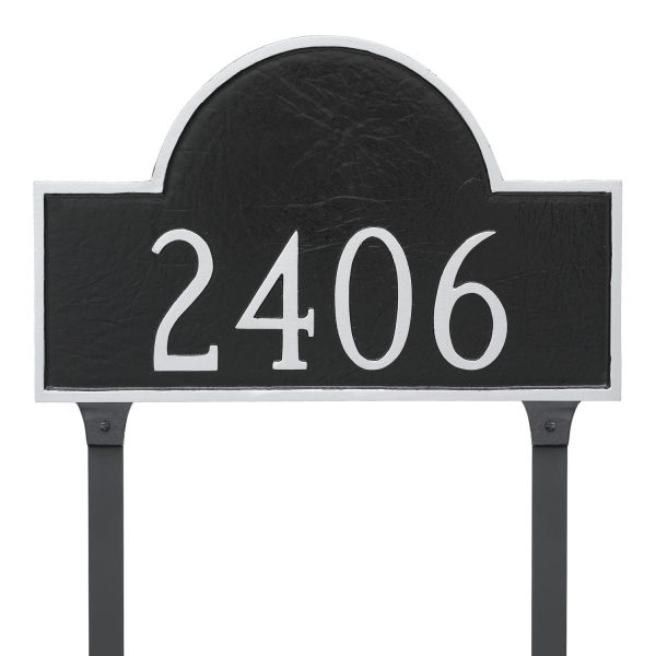 Classic Arch Standard One Line Address Sign Plaque with Lawn Stakes