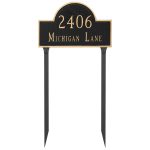 Classic Arch Estate Two Line Address Sign Plaque with Lawn Stakes