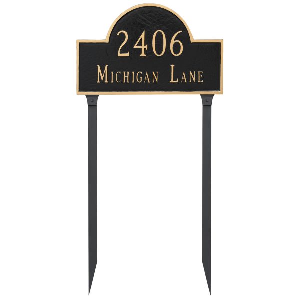 Classic Arch Large Two Line Address Sign Plaque with Lawn Stakes