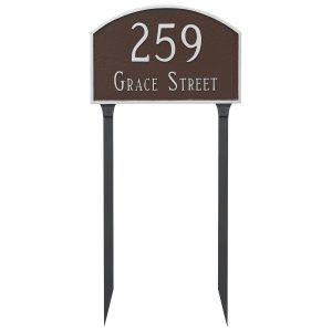 Prestige Arch Large Two Line Address Sign Plaque with Lawn Stakes
