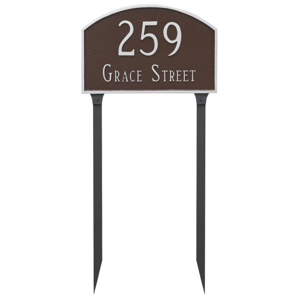 Prestige Arch Standard Two Line Address Sign Plaque with Lawn Stakes