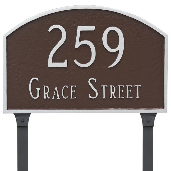 Prestige Arch Large Two Line Address Sign Plaque with Lawn Stakes