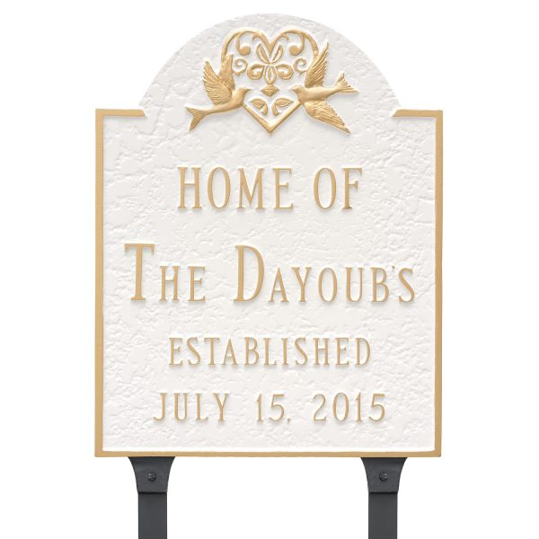 Dove and Heart Wedding Anniversary Sign Plaque with Lawn Stakes