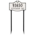 Colonial Estate Two Line Address Sign Plaque with Lawn Stakes