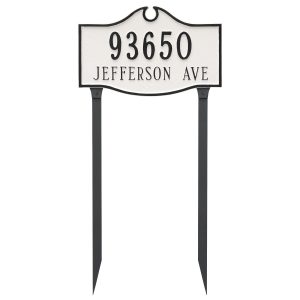 Colonial Estate Two Line Address Sign Plaque with Lawn Stakes