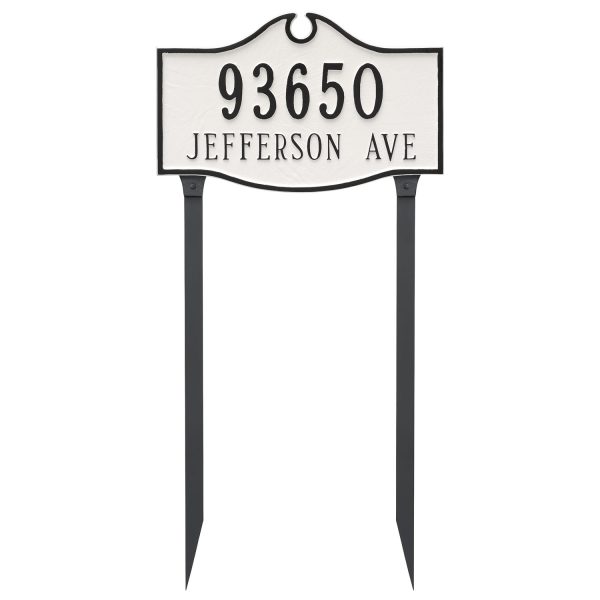 Colonial Standard Two Line Address Sign Plaque with Lawn Stakes