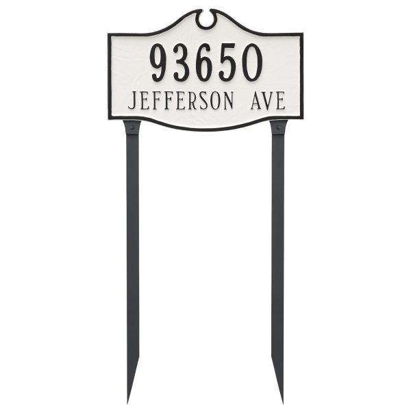 Colonial Estate Two Line Address Sign Plaque with Lawn Stakes