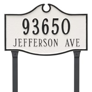 Colonial Standard Two Line Address Sign Plaque with Lawn Stakes