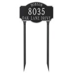 Montague Estate Two Line Address Sign Plaque with Lawn Stakes