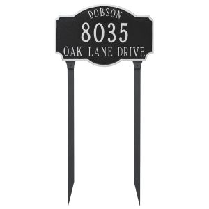 Montague Standard Two Line Address Sign Plaque with Lawn Stakes