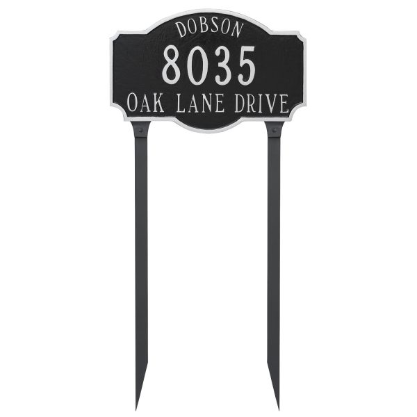 Montague Estate Two Line Address Sign Plaque with Lawn Stakes